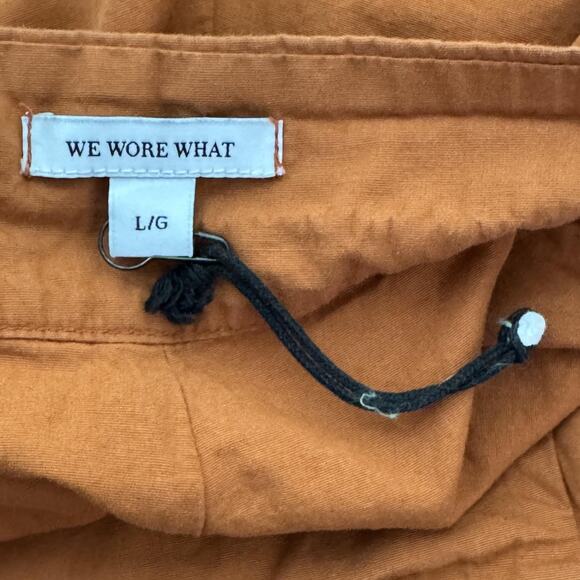 We Wore What Shorts Womens Large Brown High Waist Pleated Cotton Pockets Zipper - Picture 5 of 12